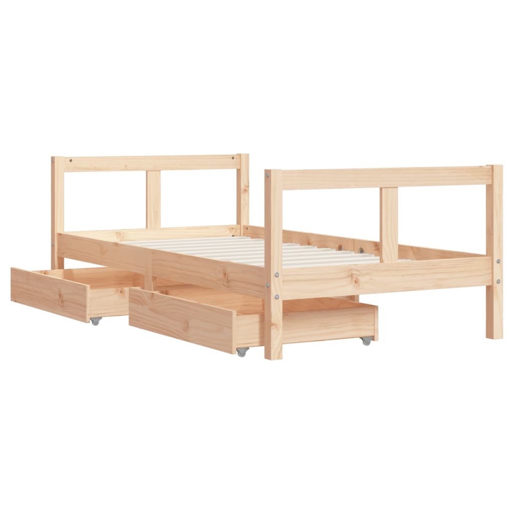 Estrutura de cama infantil c/ gavetas 80x160 cm pinho maciço