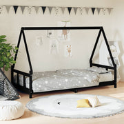 Estrutura de cama infantil 90x200 cm pinho maciço preto