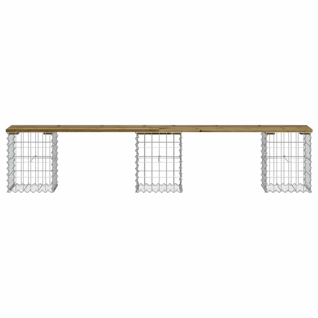 Banco de jardim c/ design gabião 203x31x42 cm pinho impregnado