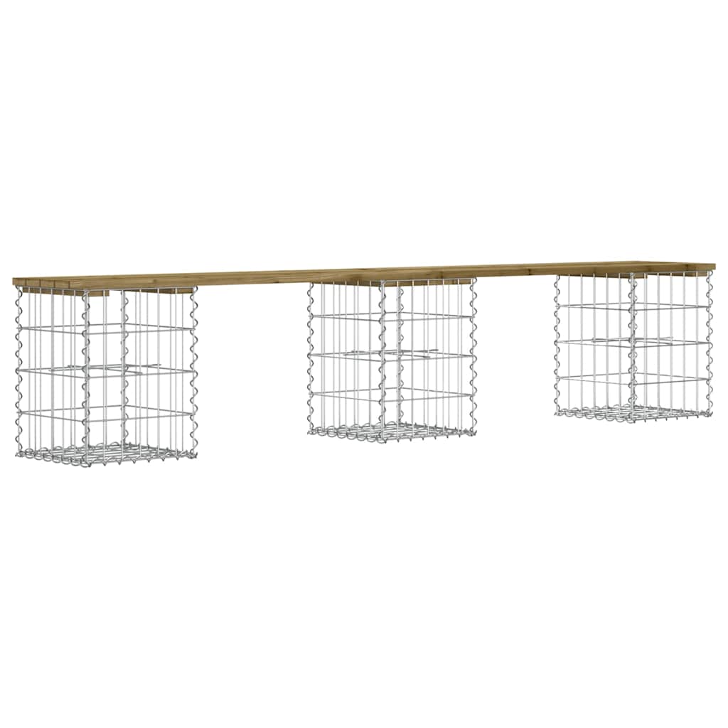Banco de jardim c/ design gabião 203x31x42 cm pinho impregnado