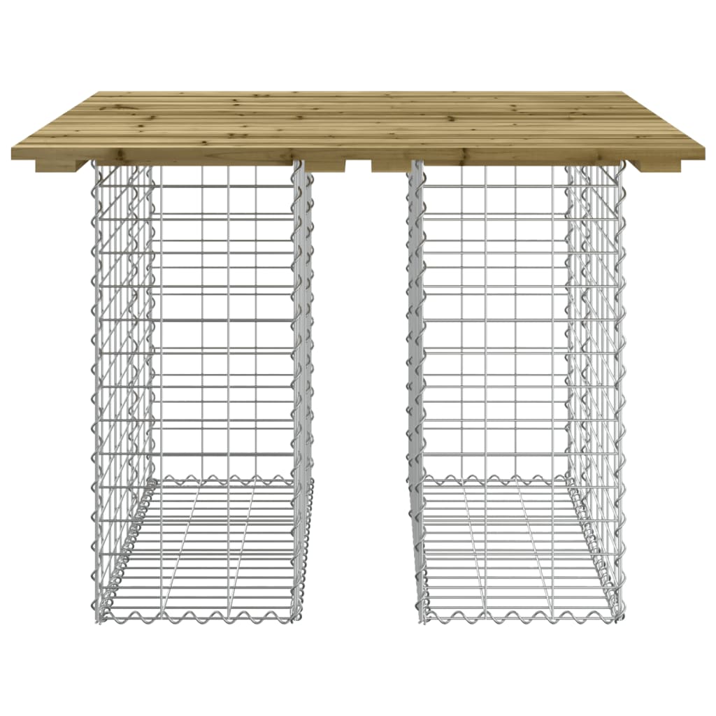 Mesa de jardim com design de gabião 100x102x72 cm, madeira impregnada de pinho