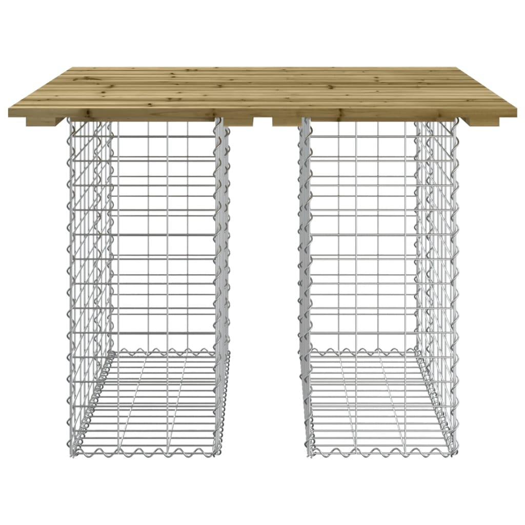 Mesa de jardim com design de gabião 100x102x72 cm, madeira impregnada de pinho