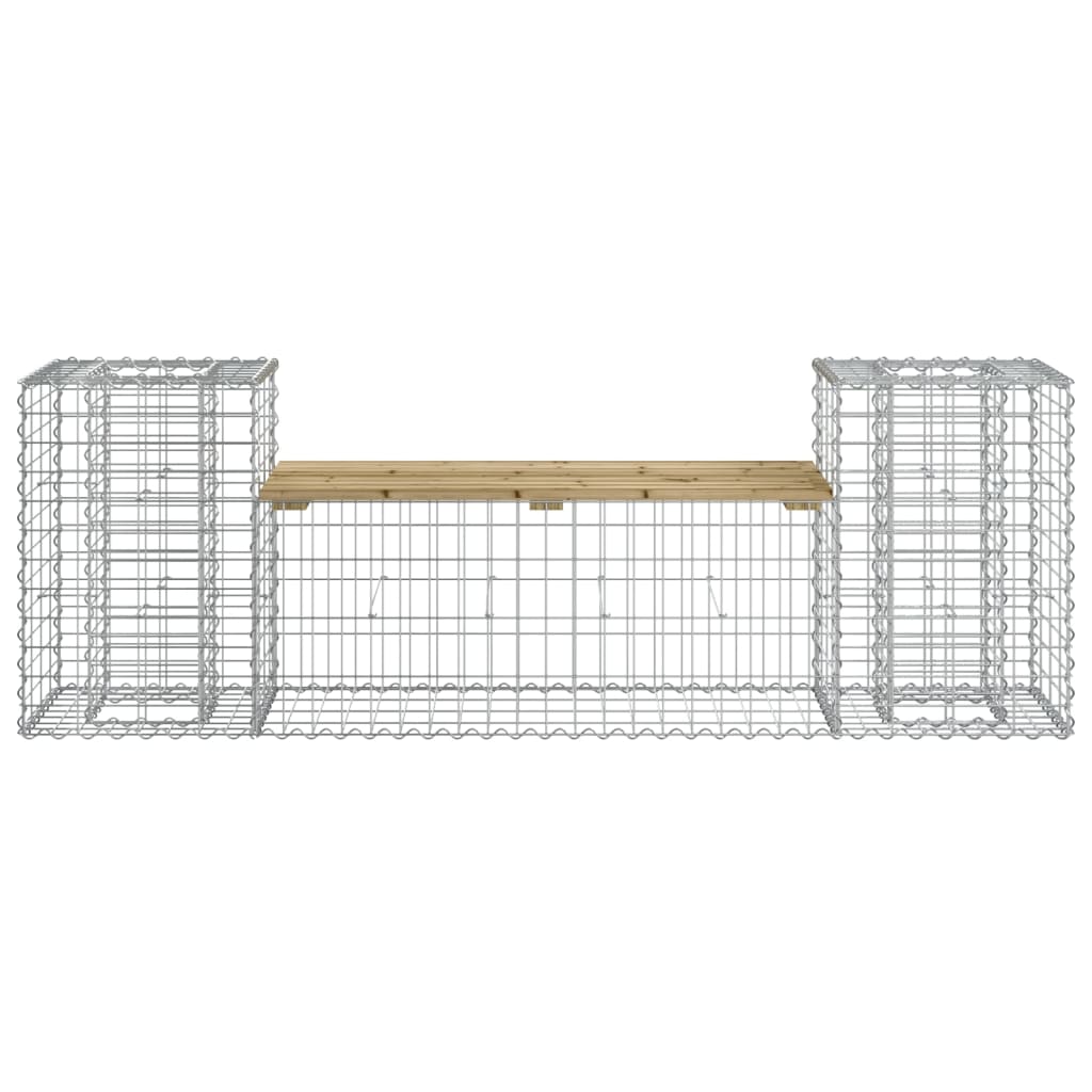 Banco de jardim c/ design gabião 183x41x60,5cm pinho impregnado