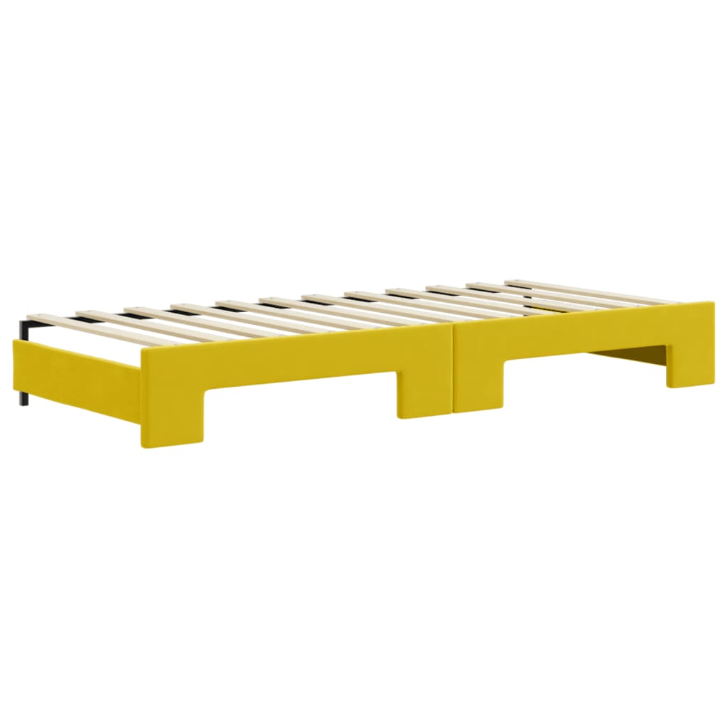 Sofá-cama com gavetão 80x200 cm veludo amarelo
