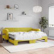 Sofá-cama com gavetão e colchões 80x200 cm veludo amarelo
