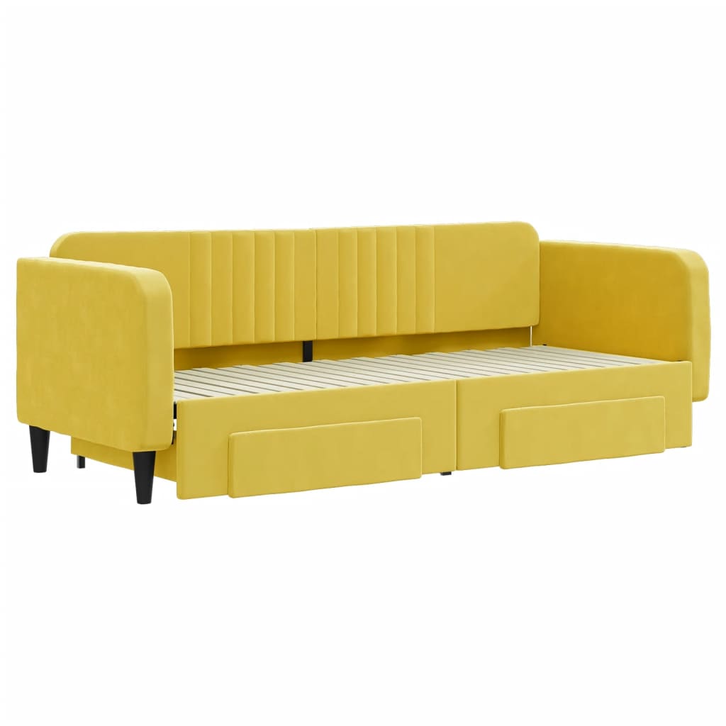 Sofá-cama com gavetão e gavetas 80x200 cm veludo amarelo