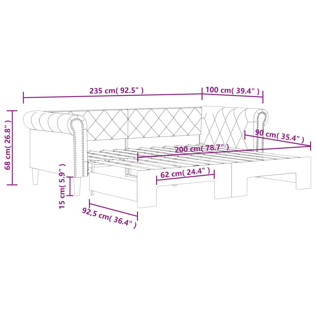 Sofá-cama com gavetão 90x200 cm couro artificial cappuccino