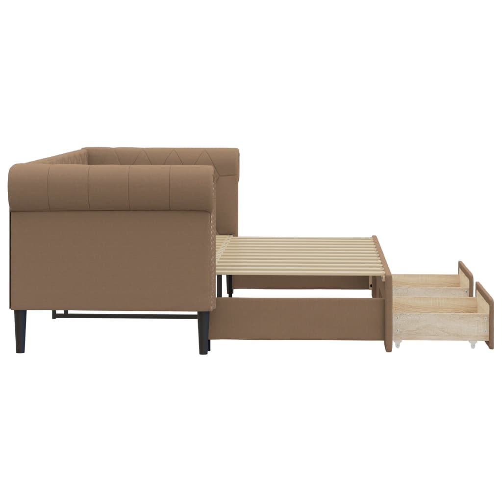 Sofá-cama c/ gavetão e gavetas 90x200 cm couro art. cappuccino