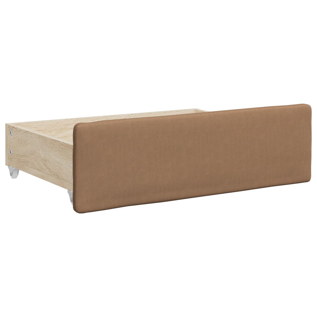 Sofá-cama c/ gavetão e gavetas 90x200 cm couro art. cappuccino