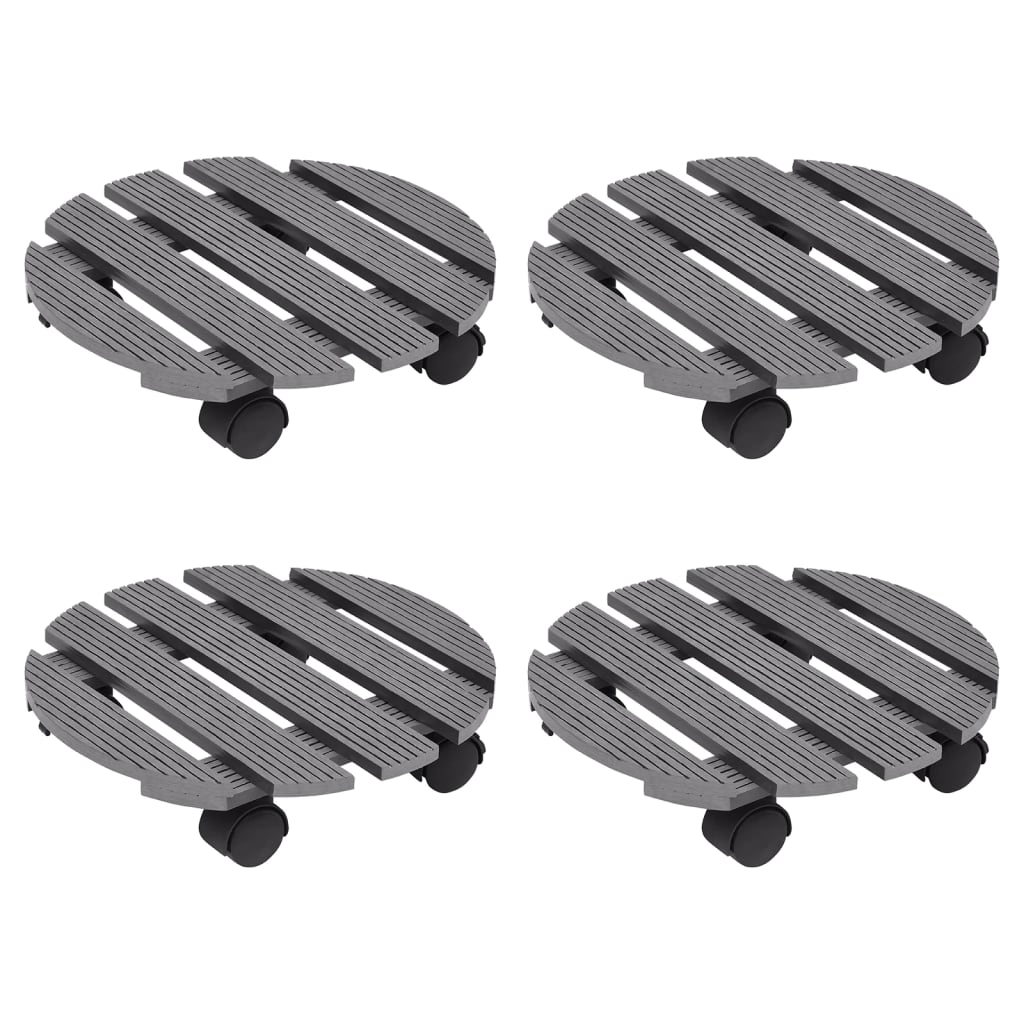Carrinhos para vasos 4 pcs 30x30x7,5 cm WPC cinzento
