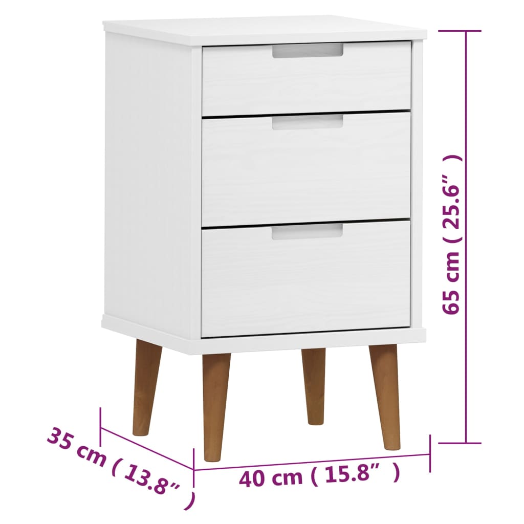 Mesa de cabeceira MOLDE 40x35x65 cm pinho maciço branco