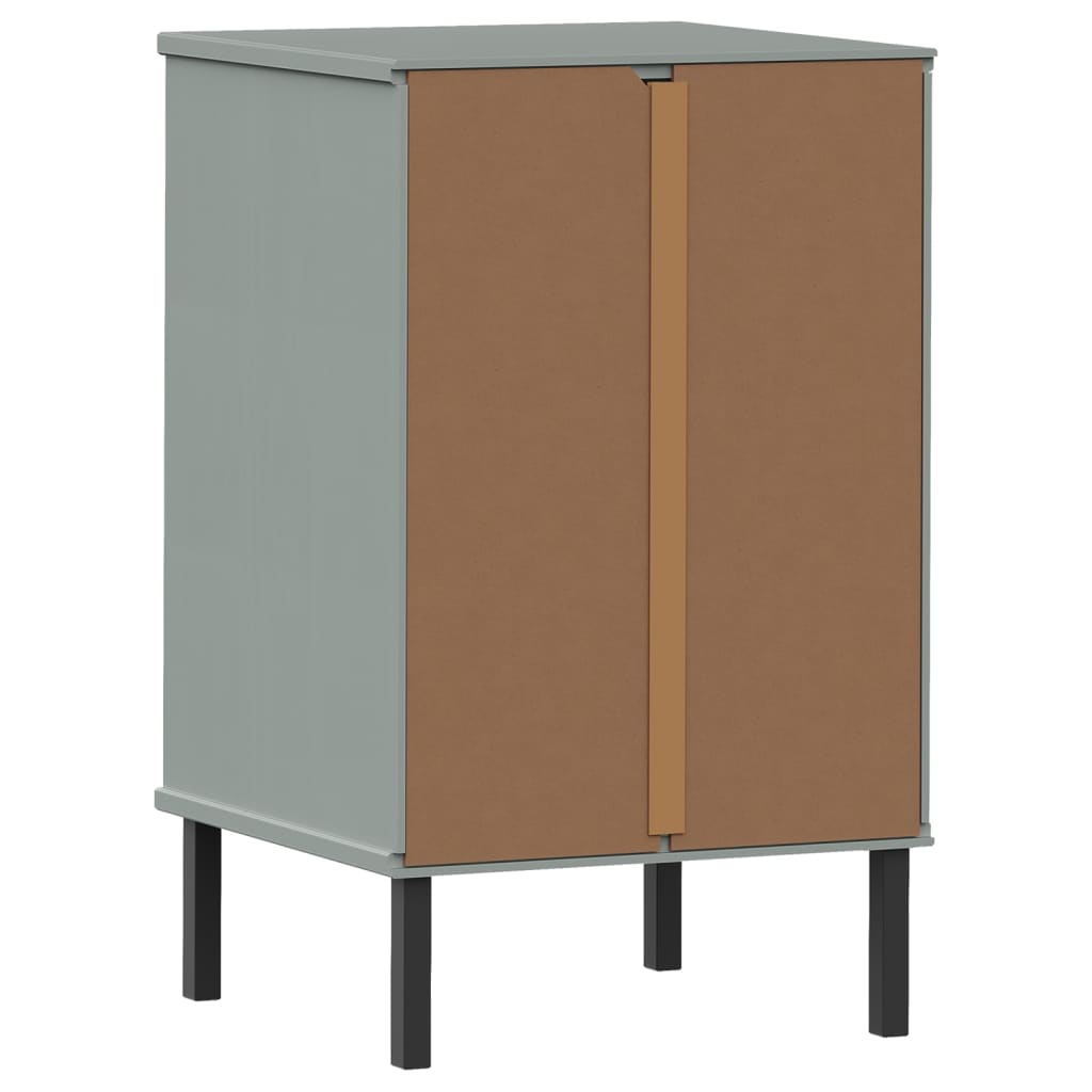 Mesa cabeceira c/ pernas de metal OSLO pinho maciço cinzento
