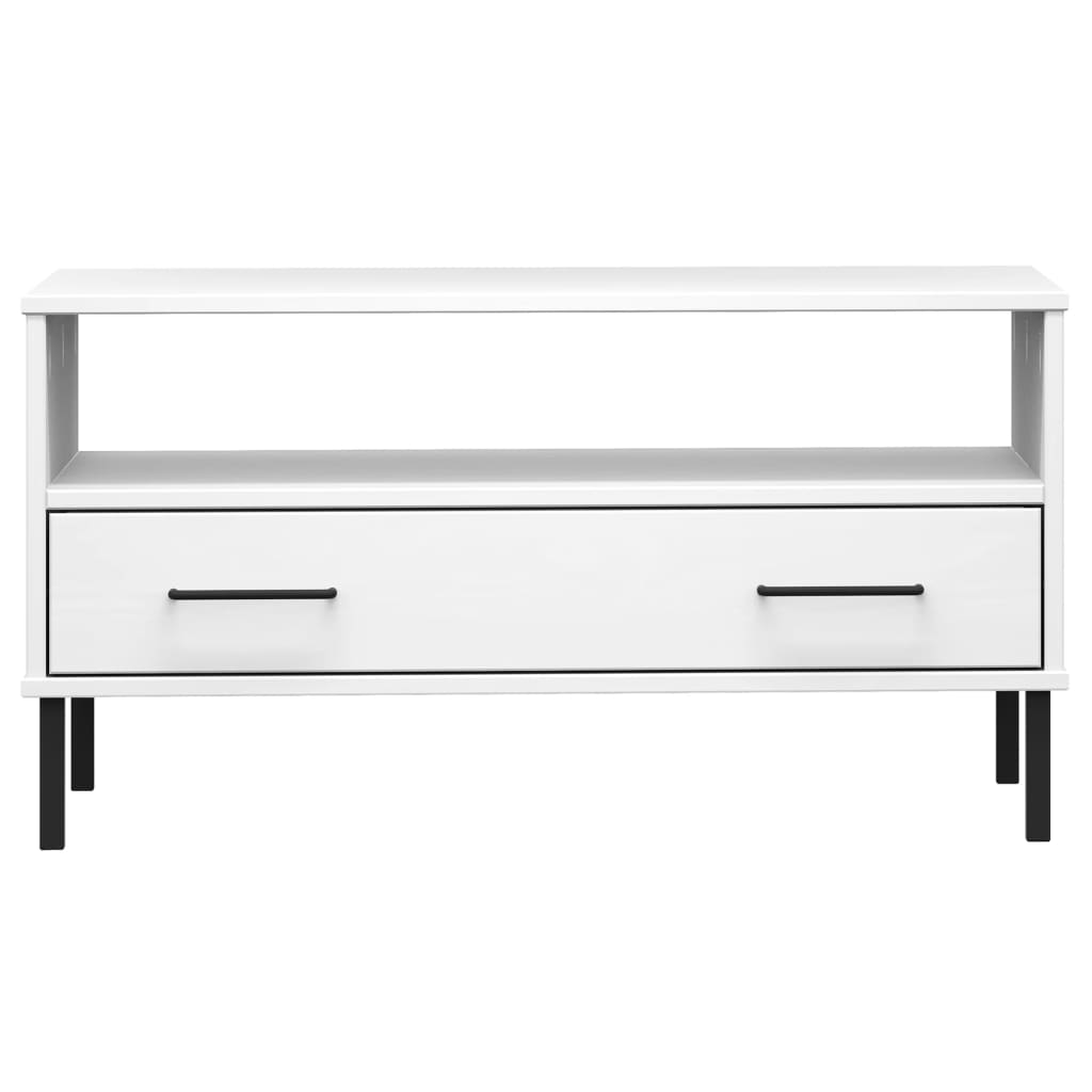 Mesa de centro com pernas de metal madeira maciça OSLO branco