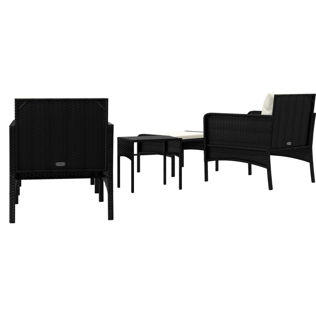 5 pcs conjunto lounge de jardim c/ almofadões vime PE preto