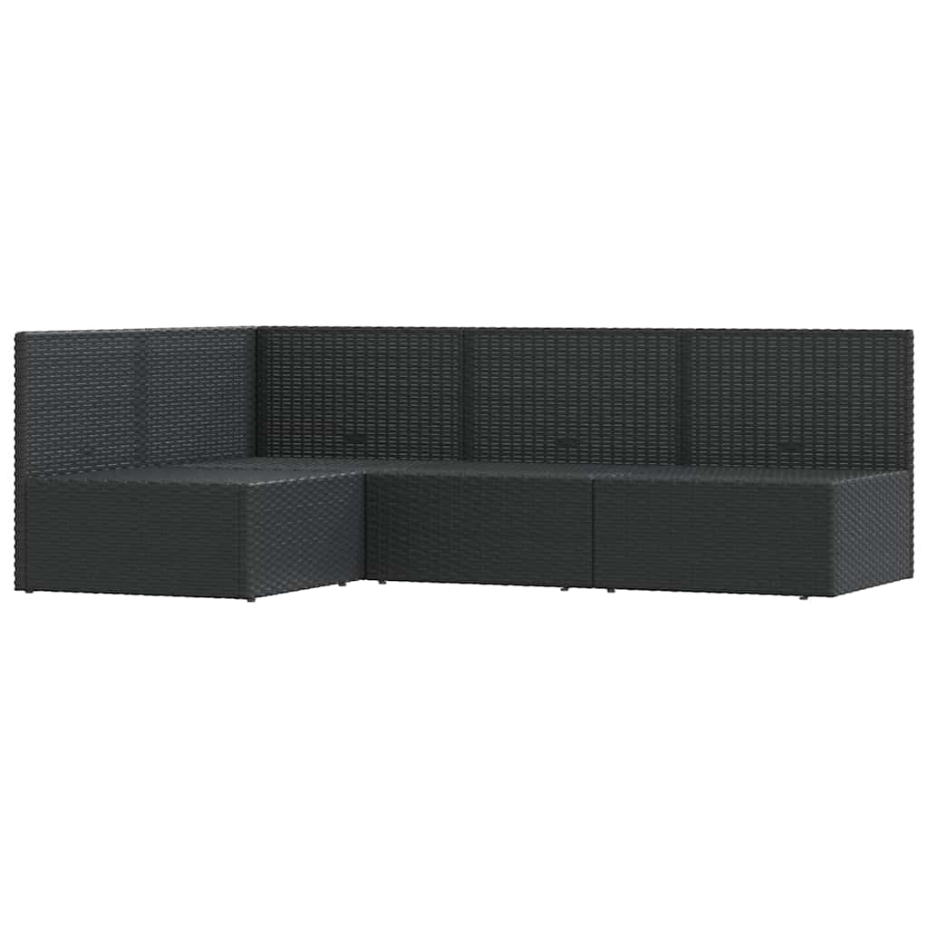 4 pcs conjunto lounge de jardim c/ almofadões vime PE preto