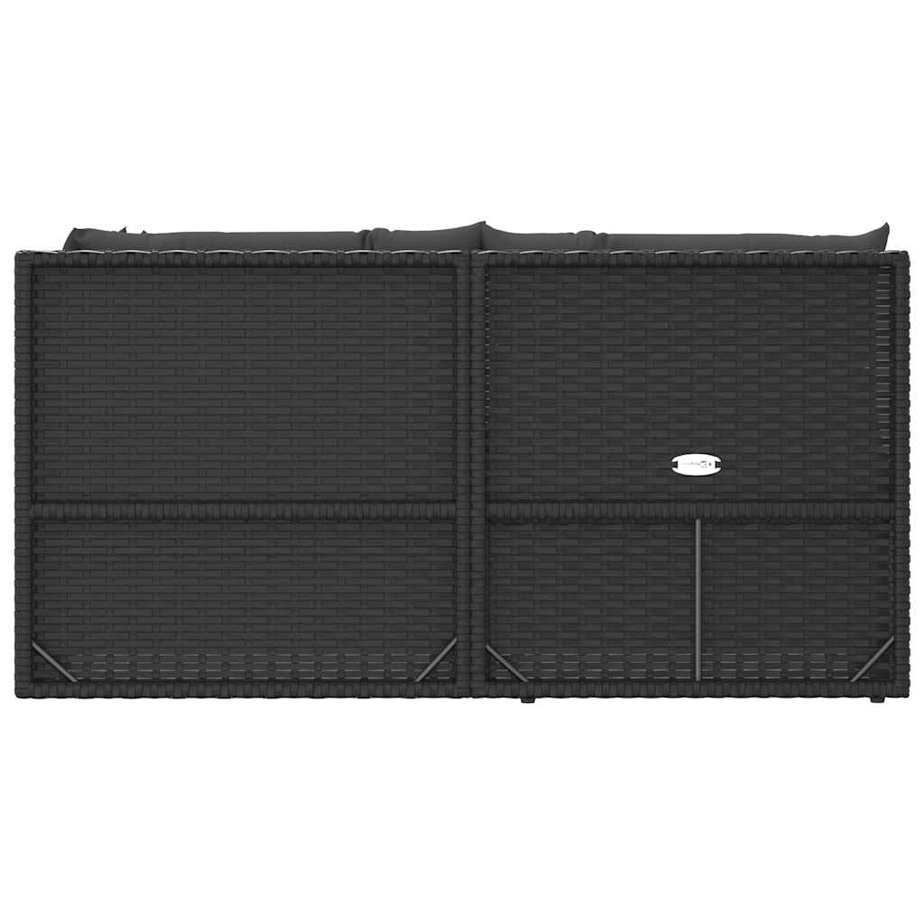 4 pcs conjunto lounge de jardim c/ almofadões vime PE preto