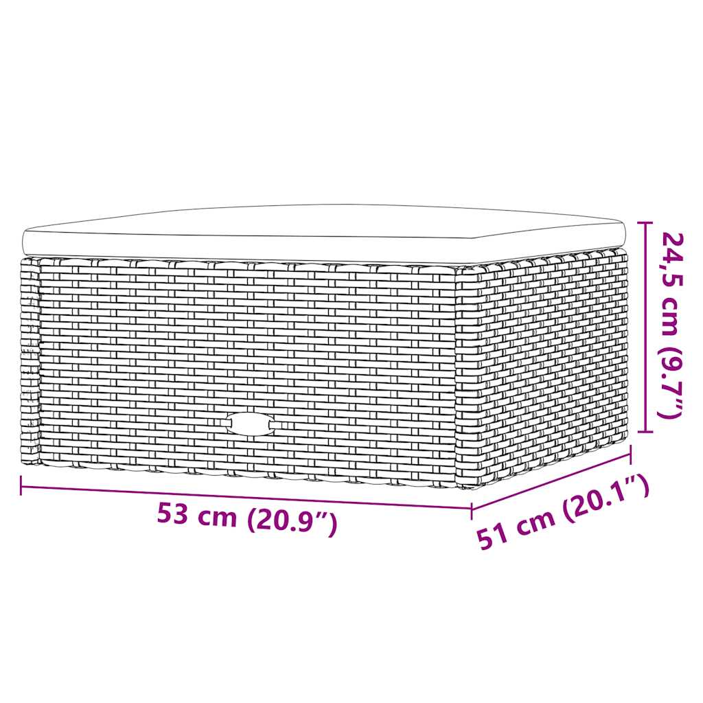 5 pcs conjunto lounge de jardim c/ almofadões vime PE preto