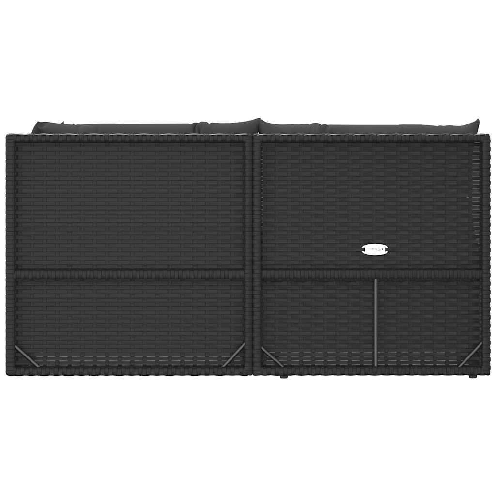 5 pcs conjunto lounge de jardim c/ almofadões vime PE preto