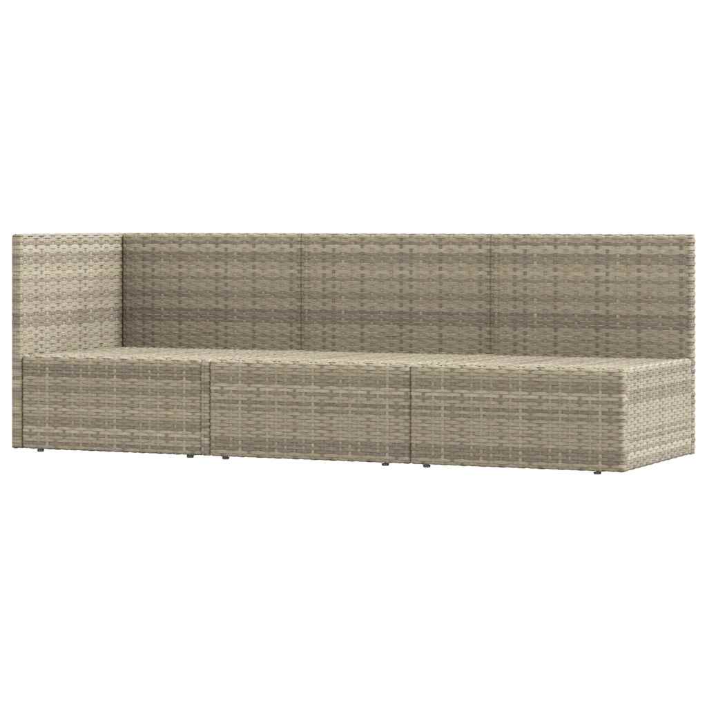 3 pcs conjunto lounge de jardim c/ almofadões vime PE cinzento