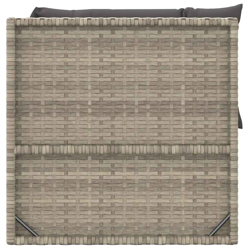 3 pcs conjunto lounge de jardim c/ almofadões vime PE cinzento