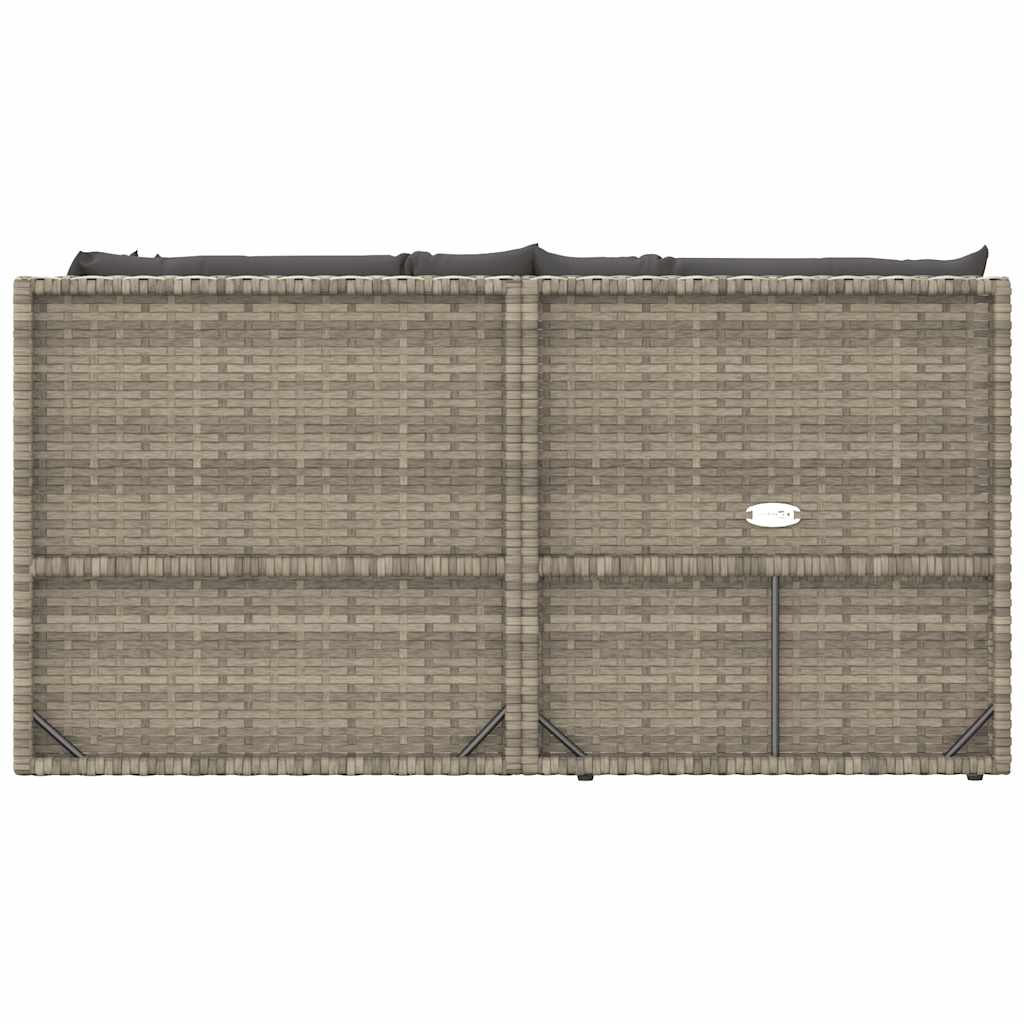 4 pcs conjunto lounge de jardim c/ almofadões vime PE cinzento