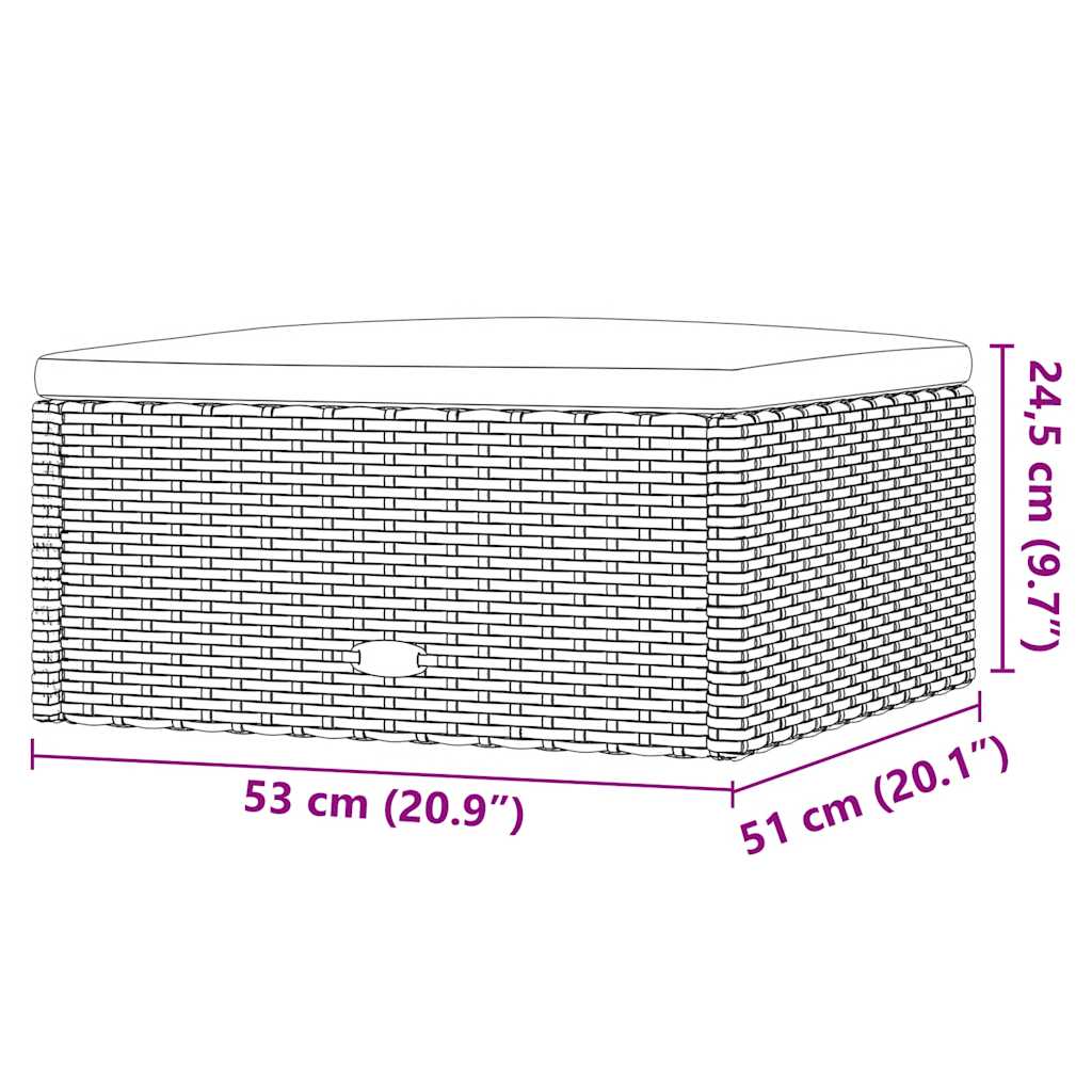 5 pcs conjunto lounge de jardim c/ almofadões vime PE cinzento