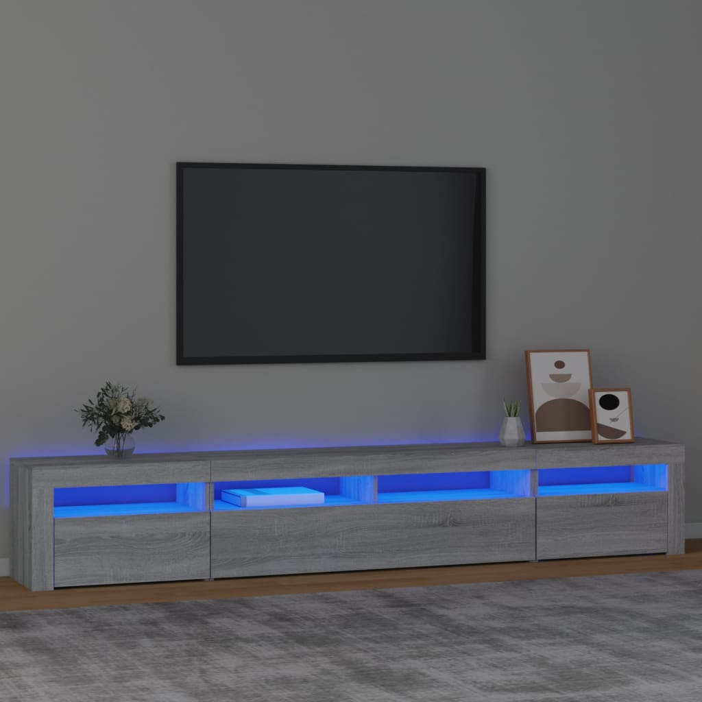 Móvel de TV com luzes LED 240x35x40 cm sonoma cinza