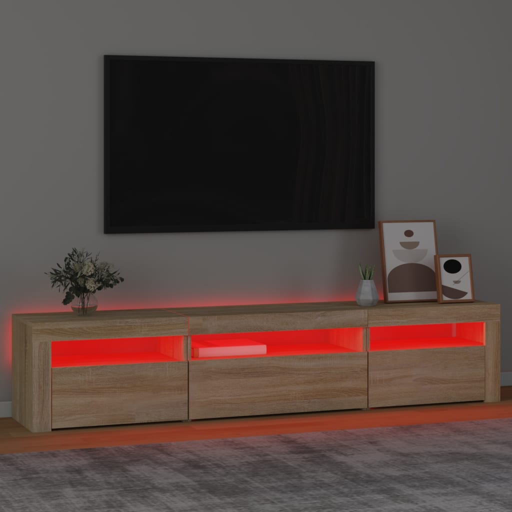 Móvel de TV com luzes LED 195x35x40 cm carvalho sonoma