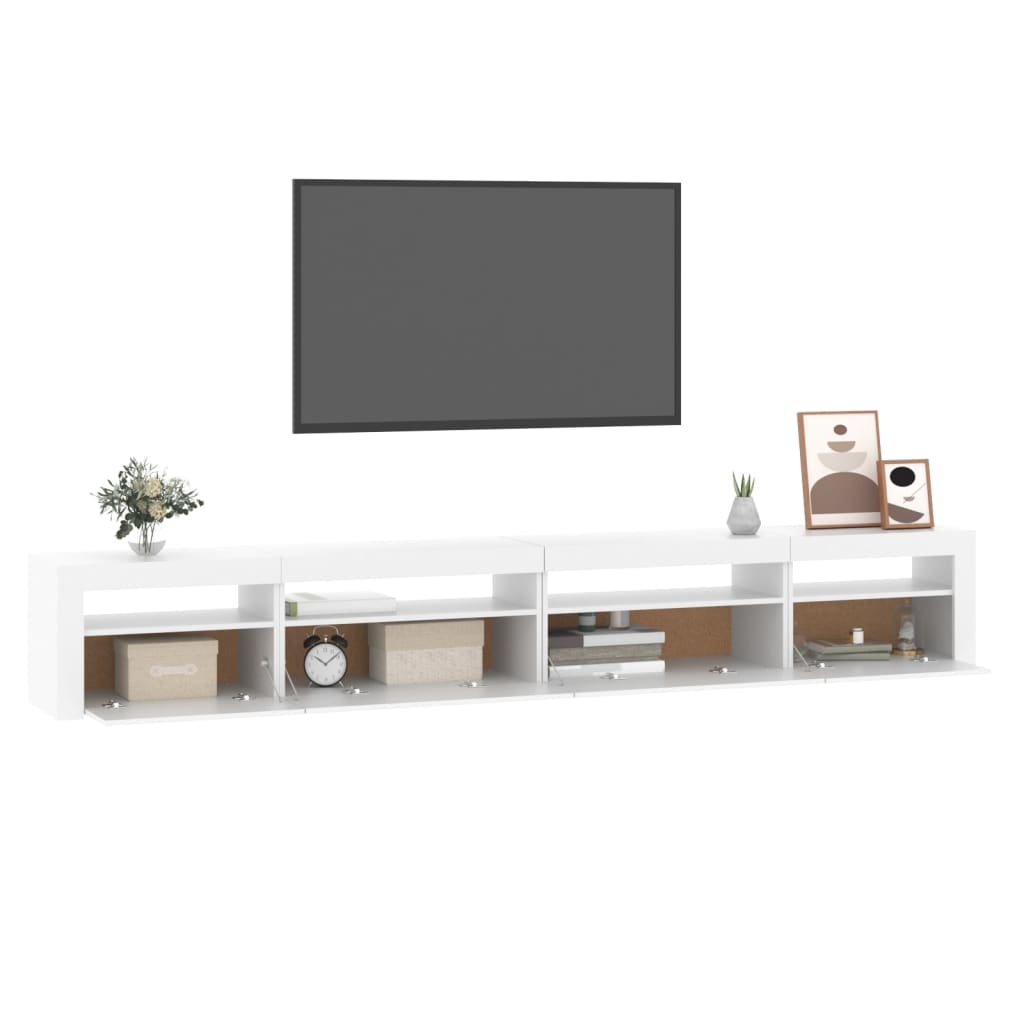 Móvel de TV com luzes LED 270x35x40 cm branco