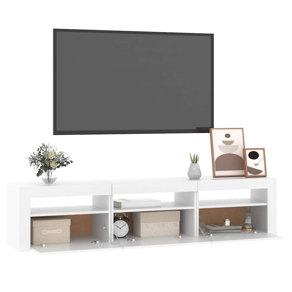 Móvel de TV com luzes LED 180x35x40 cm branco
