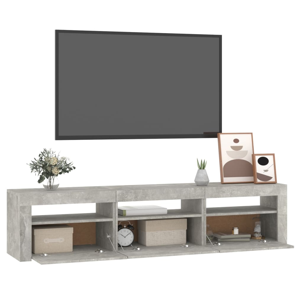 Móvel de TV com luzes LED 180x35x40 cm cinza sonoma