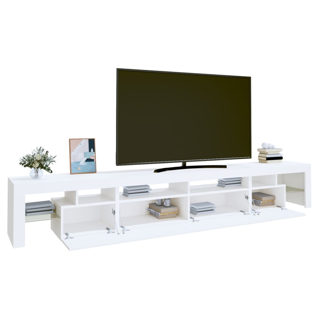 Móvel de TV com luzes LED 260x36,5x40 cm branco