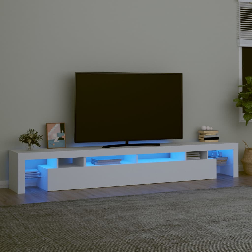 Móvel de TV com luzes LED 260x36,5x40 cm branco