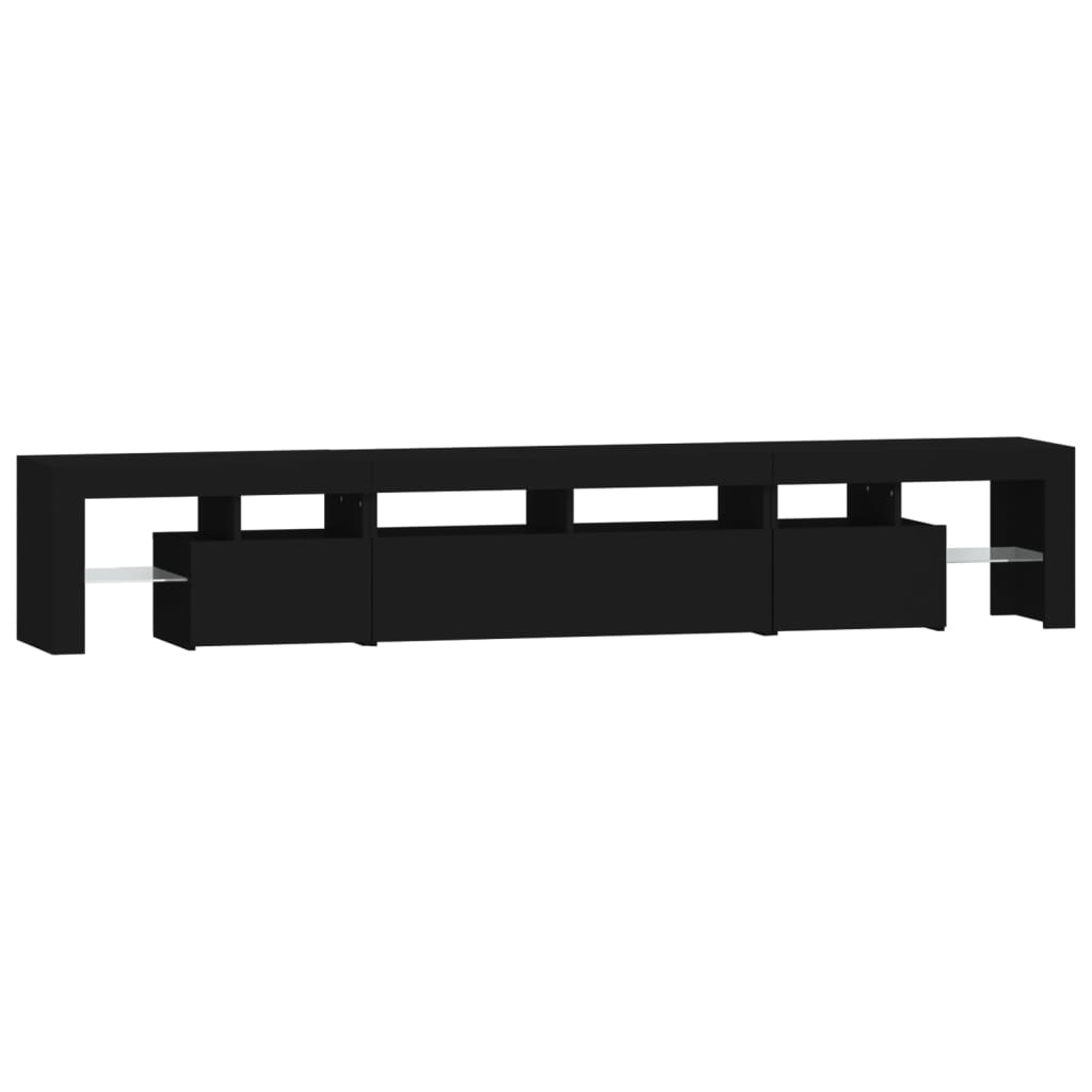 Móvel de TV com luzes LED 230x36,5x40 cm preto