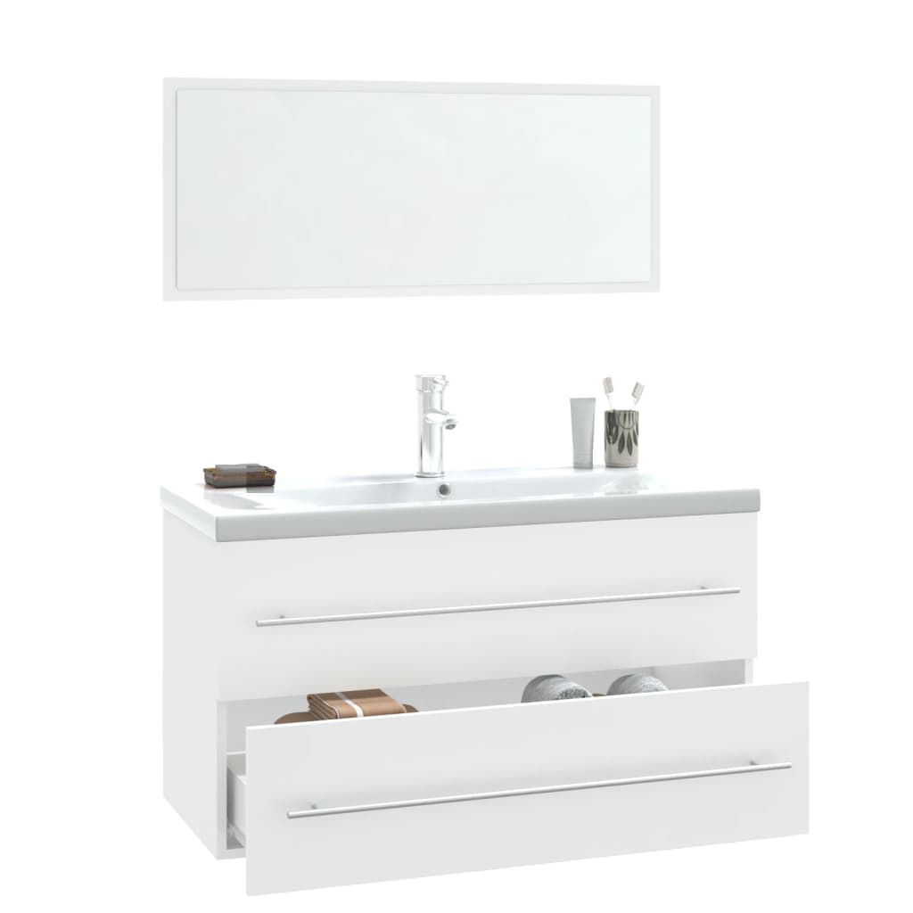 3 pcs conjunto de móveis de casa de banho branco
