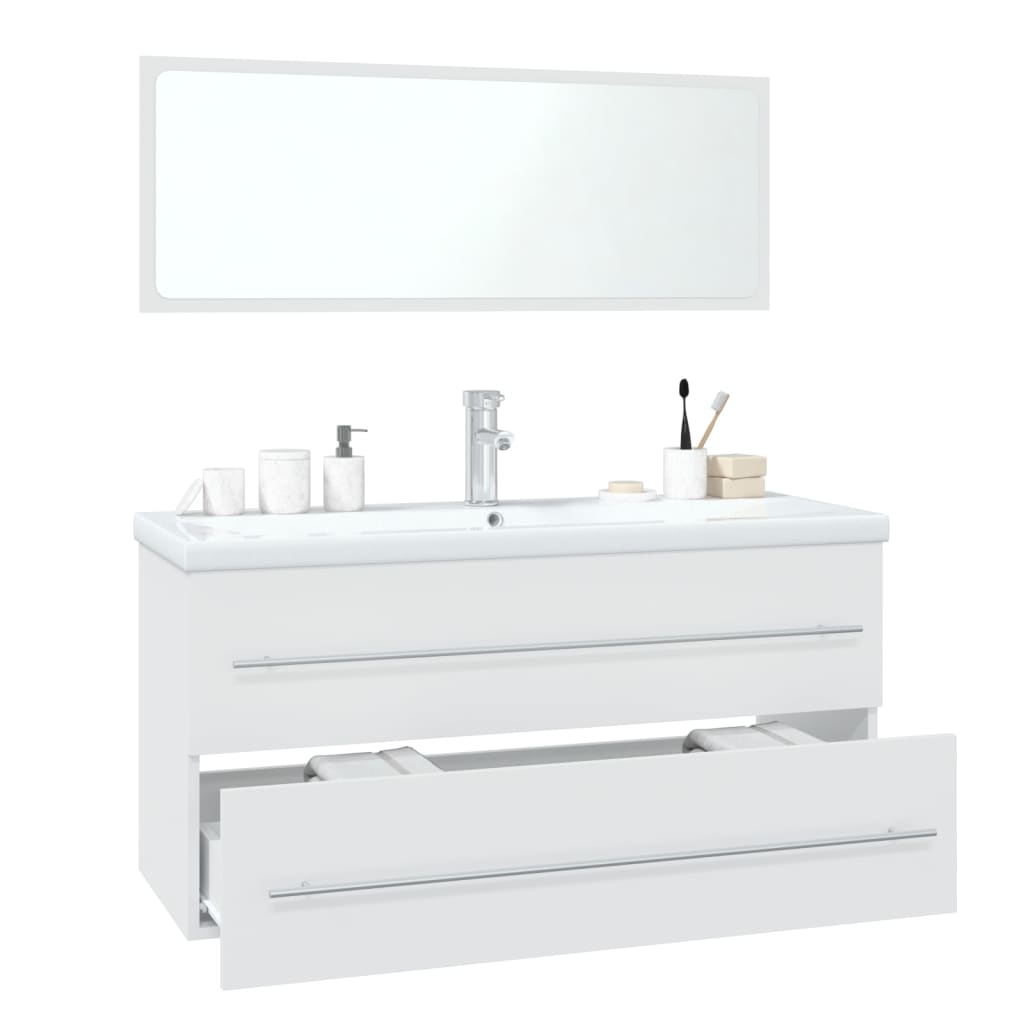 Conjunto de móveis casa de banho derivados de madeira branco