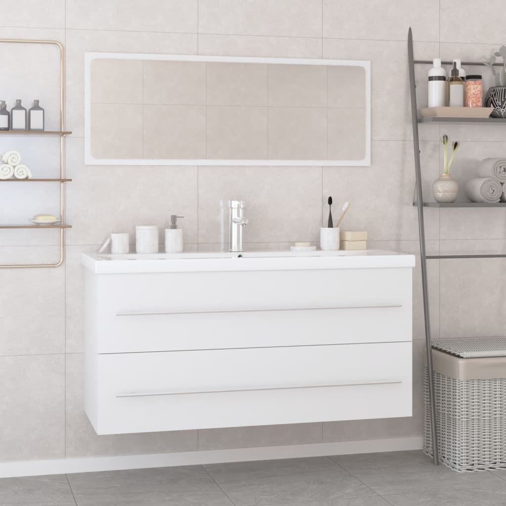 Conjunto de móveis casa de banho derivados de madeira branco