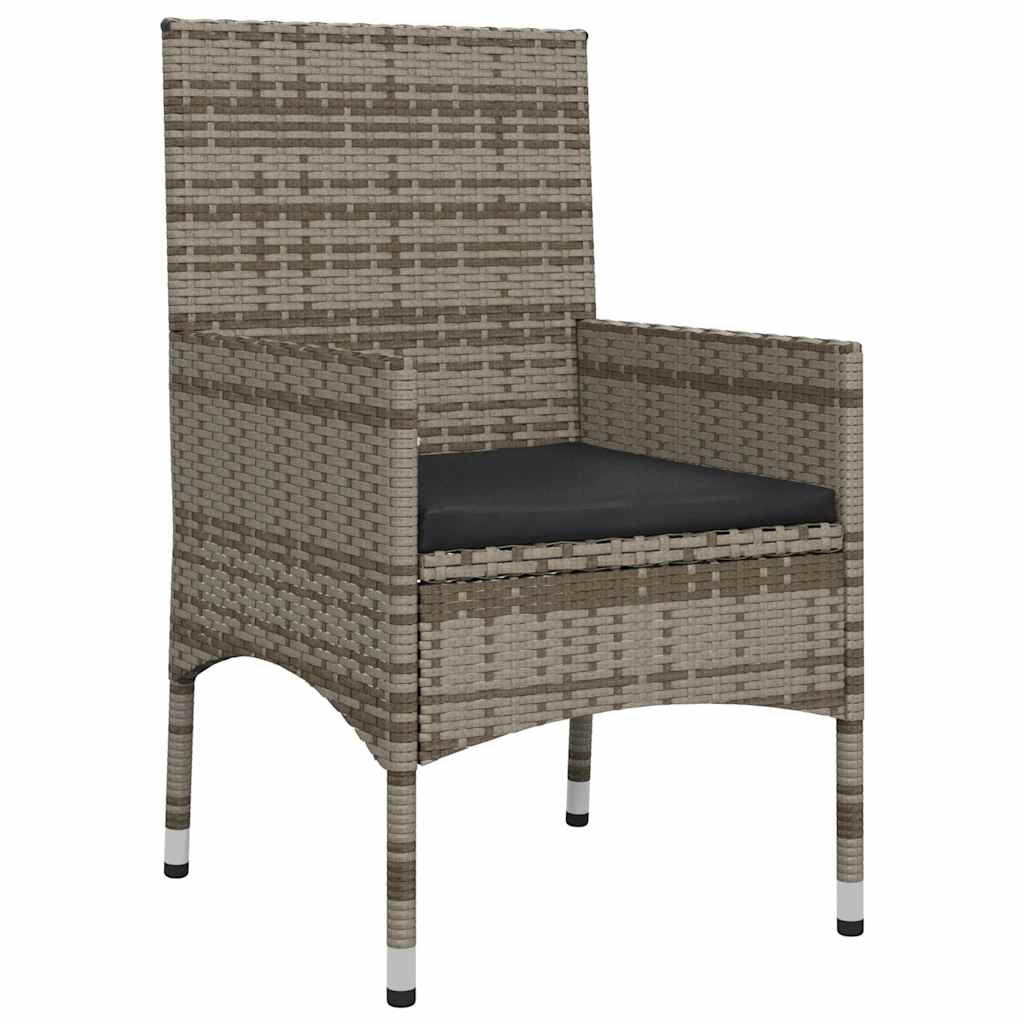 4 pcs conjunto lounge de jardim c/ almofadões vime PE cinzento