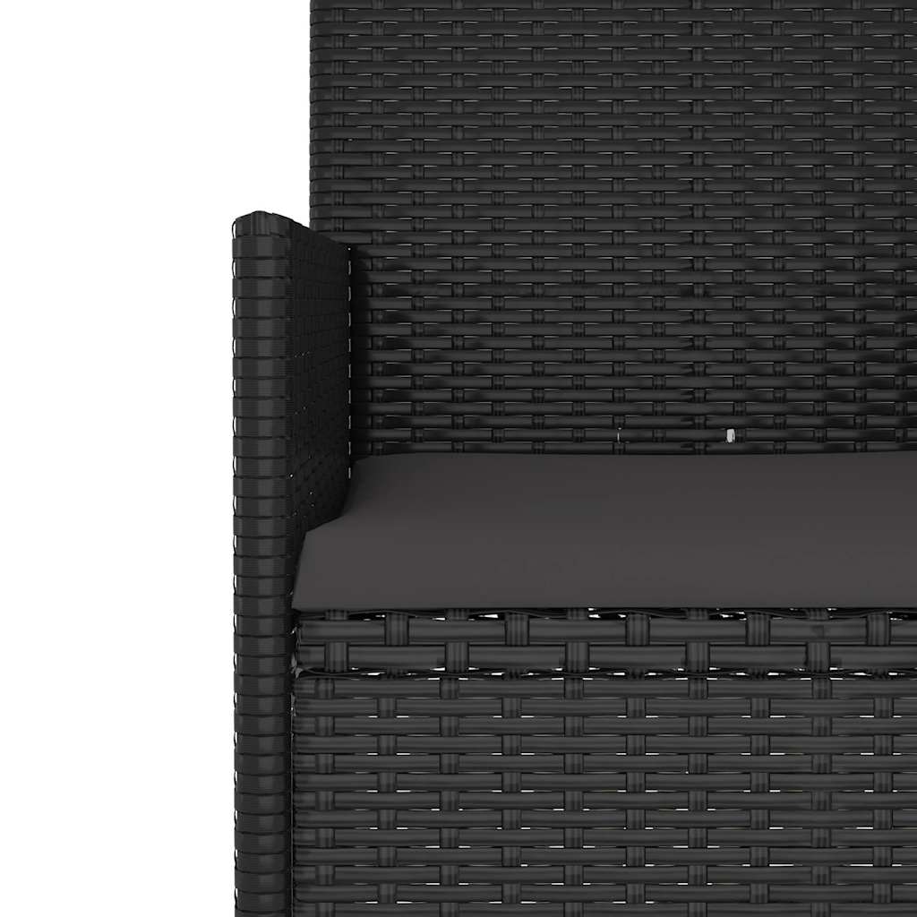 4 pcs conjunto lounge de jardim c/ almofadões vime PE preto