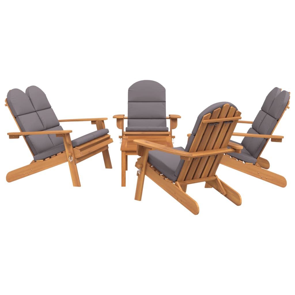 5 pcs conjunto lounge de jardim Adirondack acácia maciça