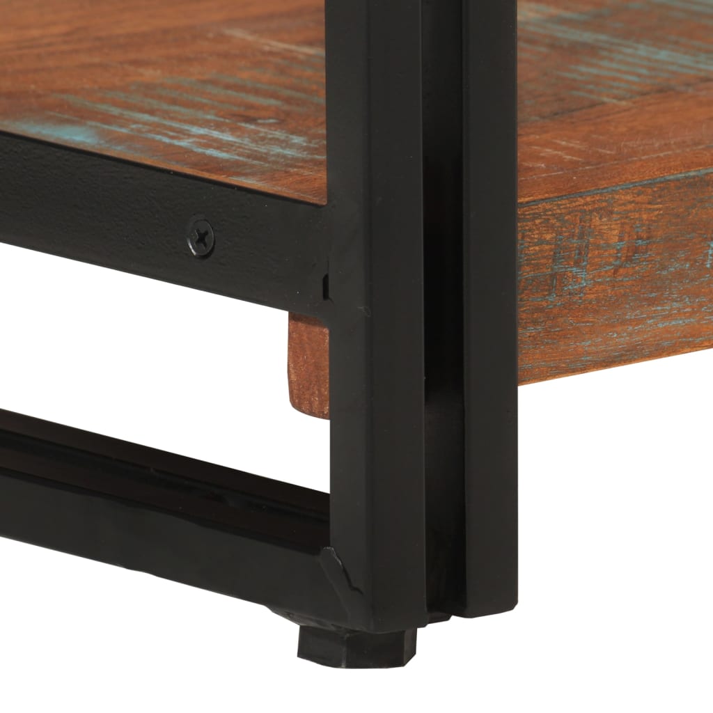 Estante c/ 3 prateleiras 77x30x80cm madeira recup. maciça/ferro