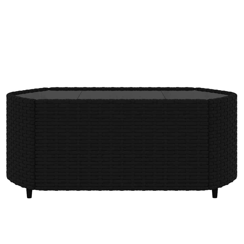 3 pcs conjunto lounge de jardim c/ almofadões vime PE preto