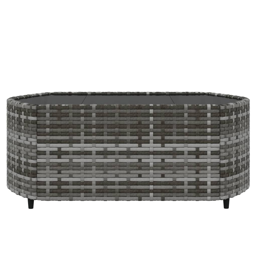4 pcs conjunto lounge de jardim c/ almofadões vime PE cinzento