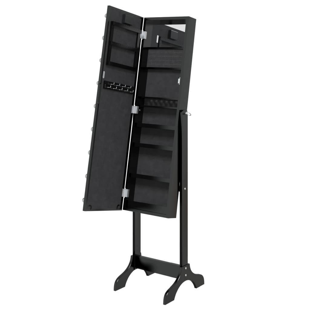 Espelho de pé com luzes LED 34x37x146 cm preto