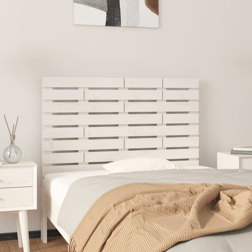 Cabeceira de parede 140x3x60 cm madeira de pinho maciça branco