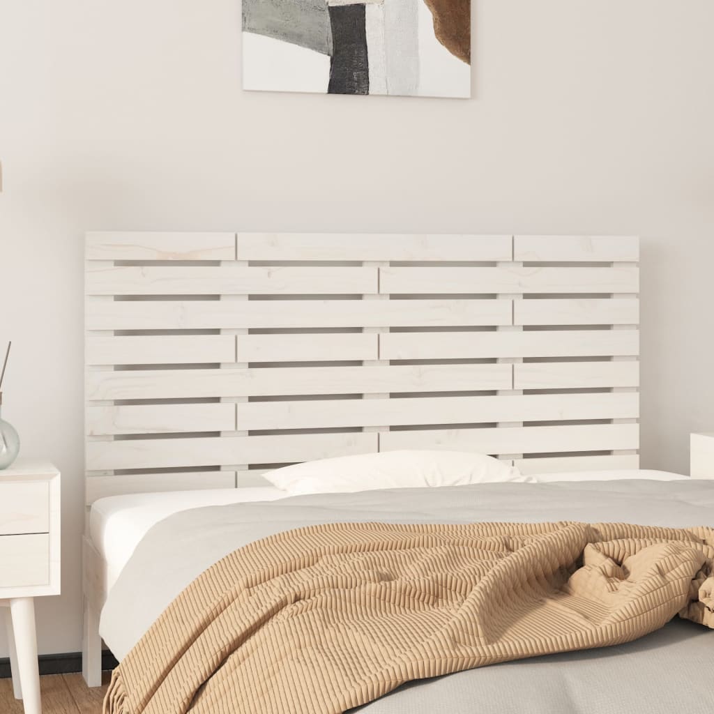 Cabeceira de parede 140x3x60 cm madeira de pinho maciça branco
