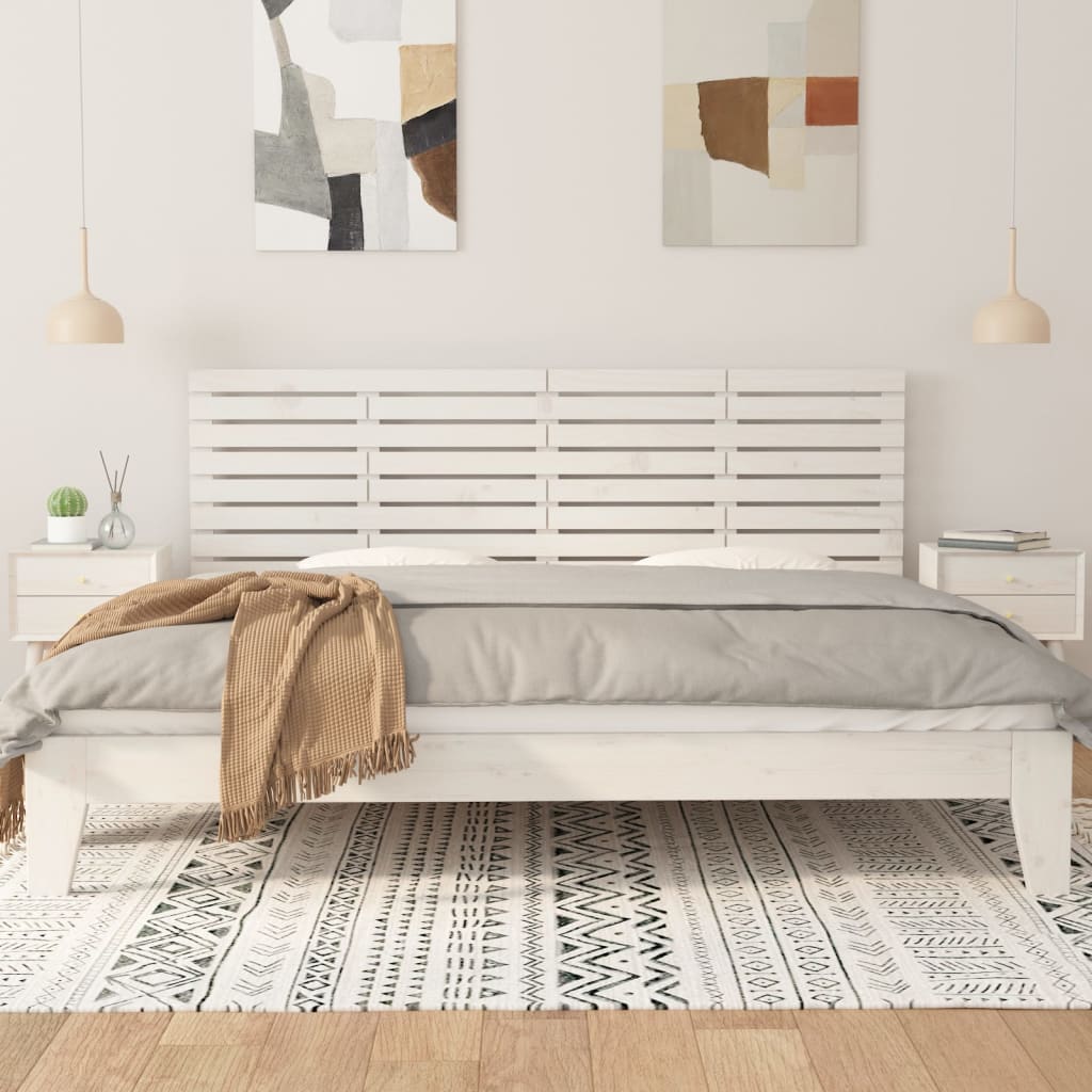 Cabeceira de parede 140x3x60 cm madeira de pinho maciça branco