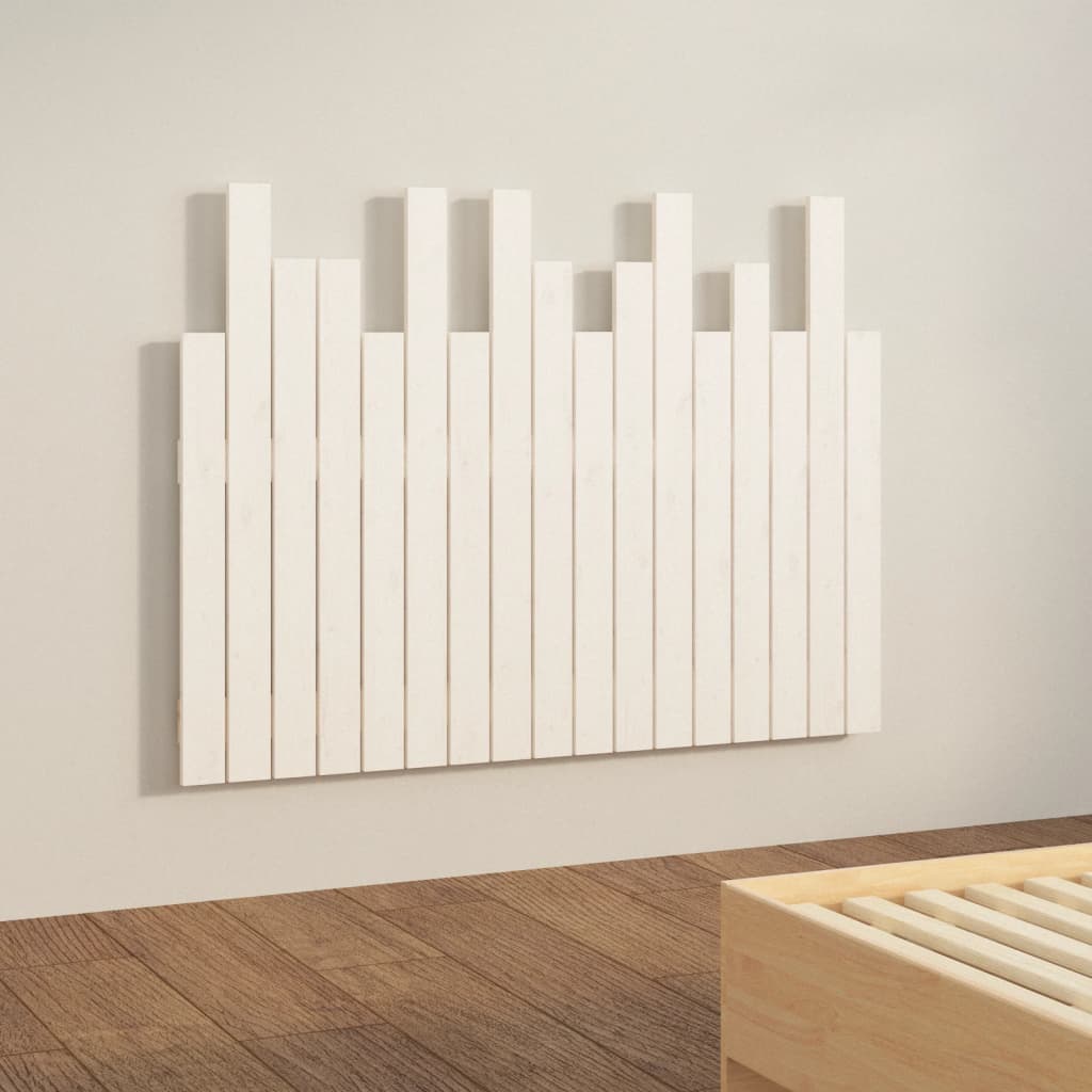 Cabeceira de parede 140x3x80 cm madeira de pinho maciça branco