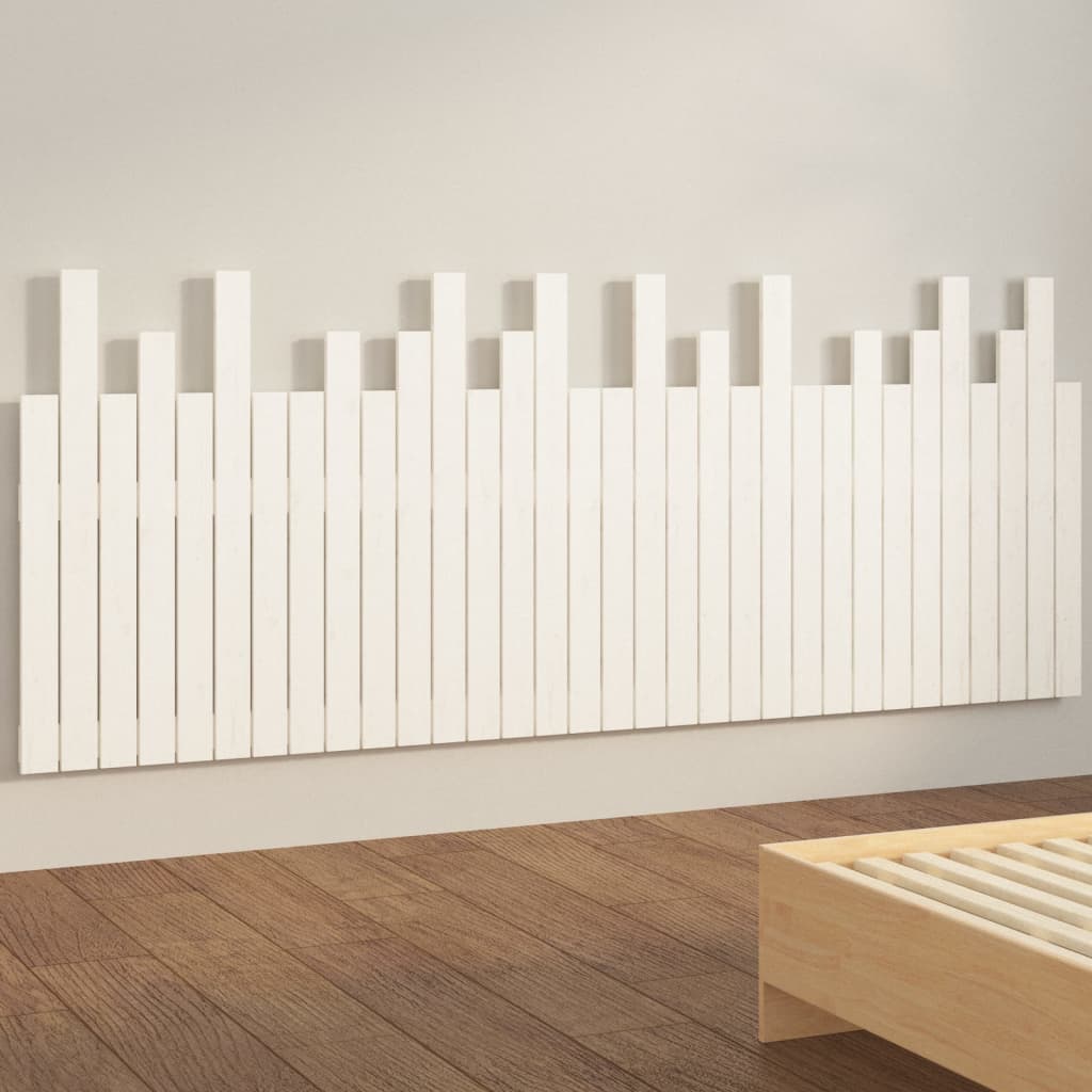 Cabeceira de parede 140x3x80 cm madeira de pinho maciça branco