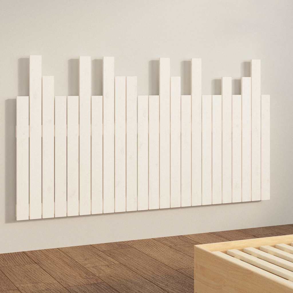 Cabeceira de parede 140x3x80 cm madeira de pinho maciça branco